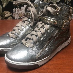 Michael Kors gold sparkle high tops size 8